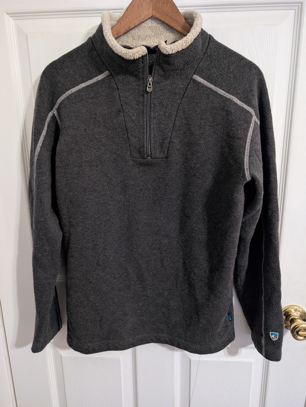 Kuhl Sweater Mens Pullover Gray1/4 Zip Fleece Jacket Hiking Alfpaca Size XL